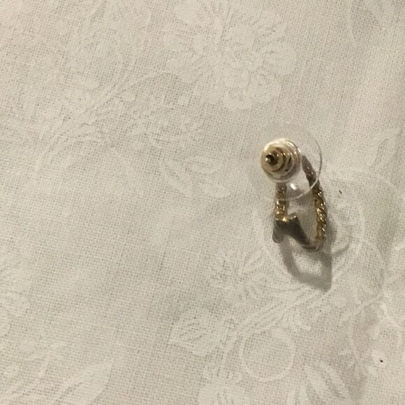 Silvertone and Goldtone Braided Mini Hoop Earrings - Picture 3 of 4